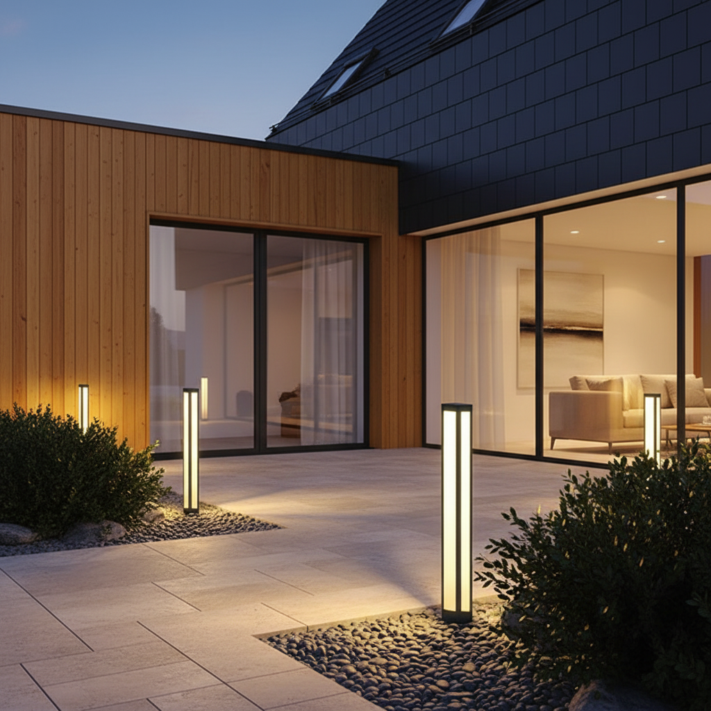 Solar Aluminium Garden Bollard Light — Weatherproof Modern Pathway