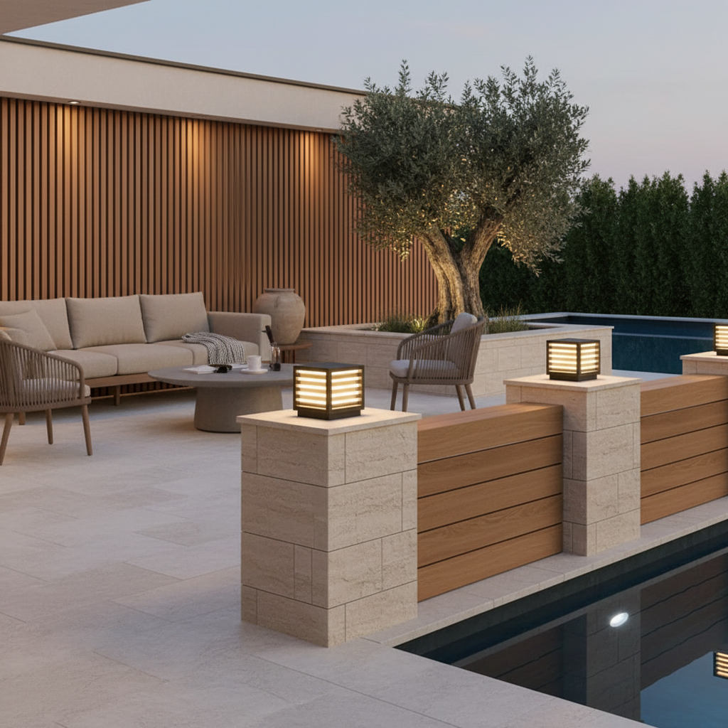 Solar Aluminium Outdoor Wall Light — IP54 Warm Ambient Hardwired Option