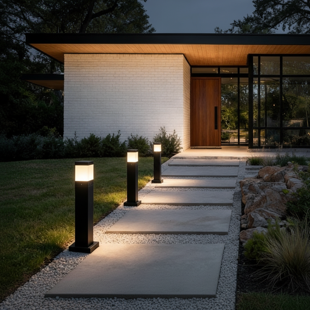 Solar COB LED Garden Bollard Driveway Light — IP65 Aluminium Fixture