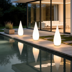 Solar Contemporary Outdoor Garden Floor Lamp — Warm White Battery Option