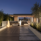 Solar Contemporary Outdoor Garden Floor Lamp — Warm White Battery Option