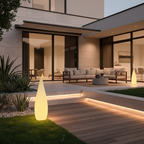 Solar Contemporary Outdoor Garden Floor Lamp — Warm White Battery Option