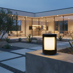 Solar Cylindrical Aluminium Outdoor Pillar Light — Warm White Landscape