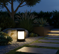 Solar Cylindrical Aluminium Outdoor Pillar Light — Warm White Landscape