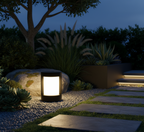 Solar Cylindrical Aluminium Outdoor Pillar Light — Warm White Landscape