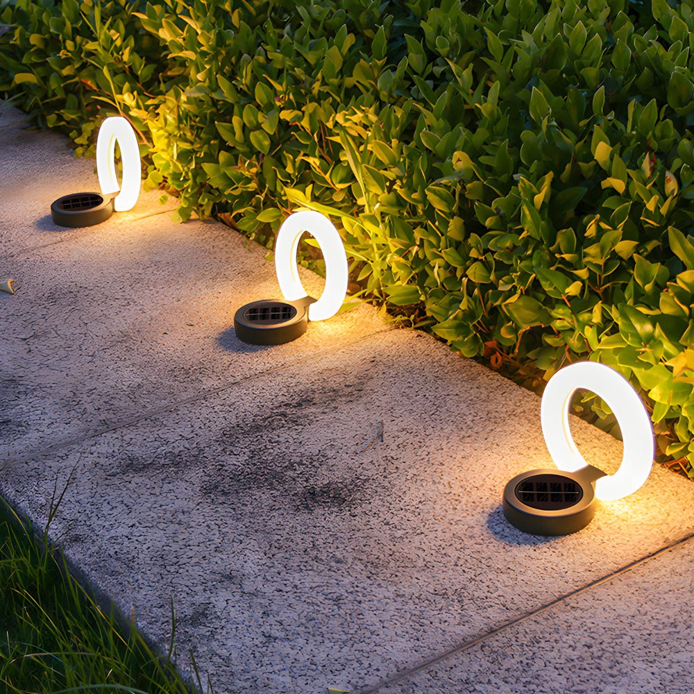 Solar Garden Disk Stake Lights — Set of 4 Adjustable Warm White