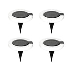 Solar Garden Disk Stake Lights — Set of 4 Adjustable Warm White