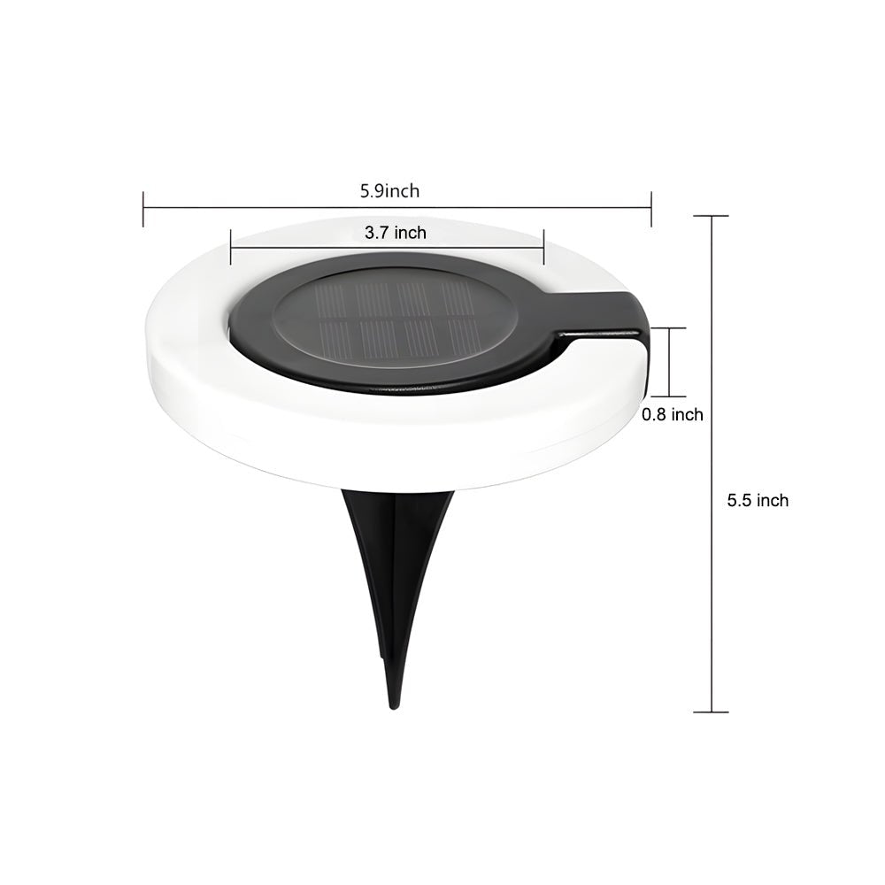 Solar Garden Disk Stake Lights — Set of 4 Adjustable Warm White