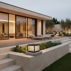 Solar Glass Shade Outdoor Pillar Light — IP65 Die-Cast Aluminium Hardwired