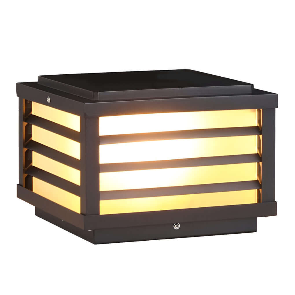 Solar Glass Shade Outdoor Pillar Light — IP65 Die-Cast Aluminium Hardwired