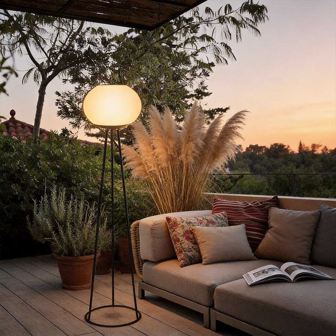 Solar Globe Shade Adjustable Colour Metal Outdoor Garden Floor Lamp
