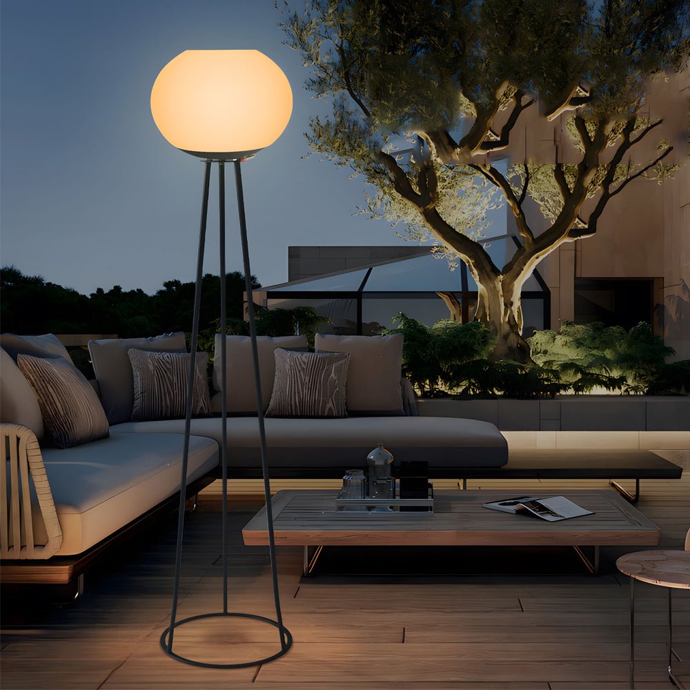 Solar Globe Shade Adjustable Colour Metal Outdoor Garden Floor Lamp