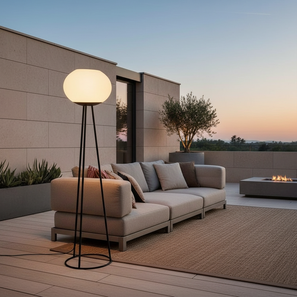 Solar Globe Shade Adjustable Colour Metal Outdoor Garden Floor Lamp