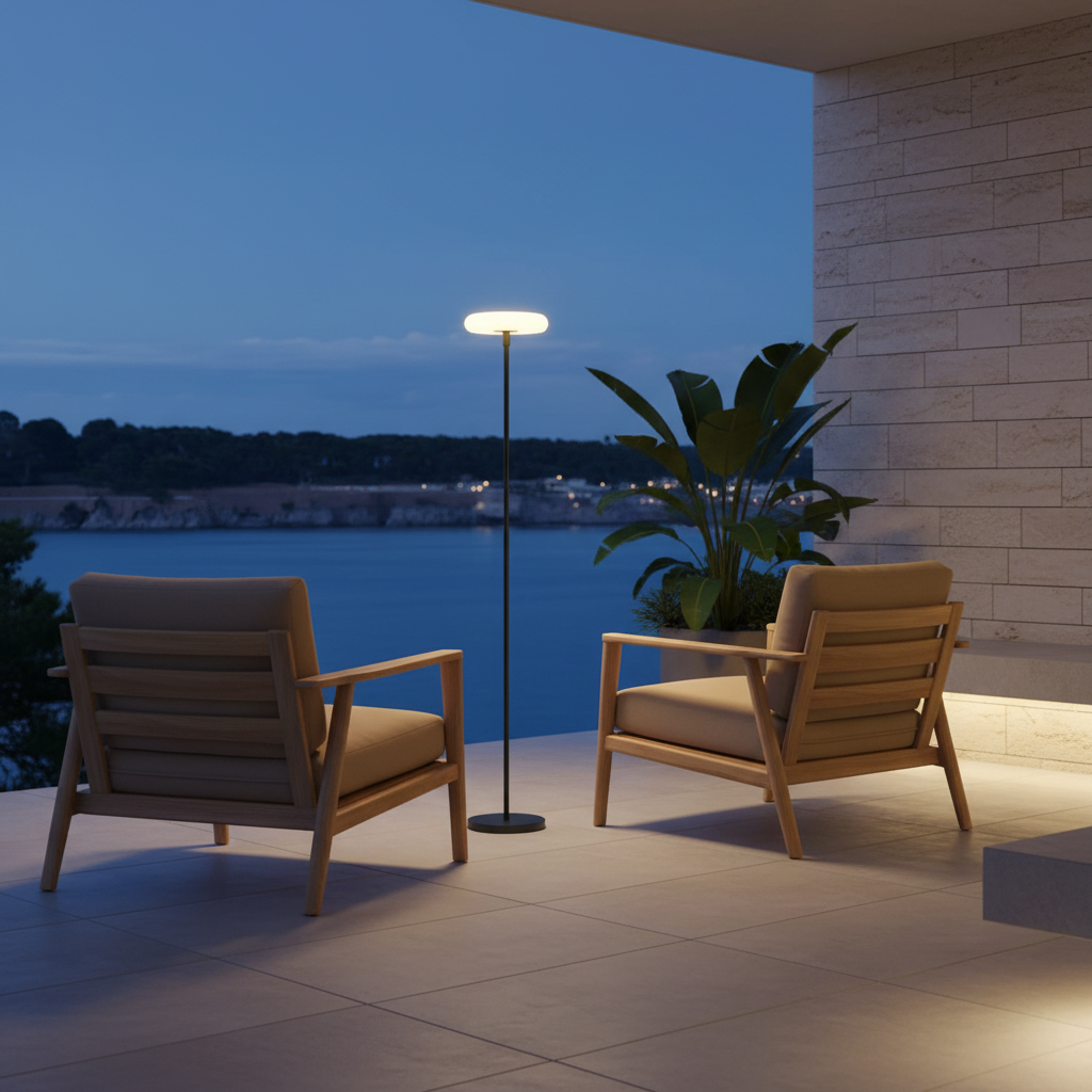Solar Halo Outdoor Garden Floor Lamp — Dual Charging Adjustable Height
