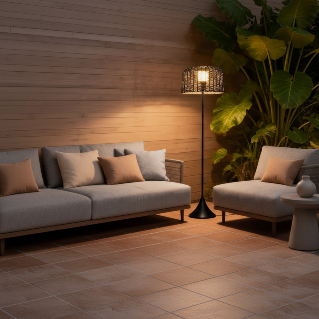 Solar Hollow Style Outdoor Floor Lamp — Dual Power Ambient Garden Light