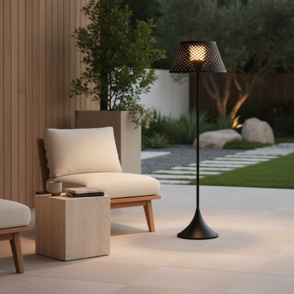 Solar Hollow Style Outdoor Floor Lamp — Dual Power Ambient Garden Light