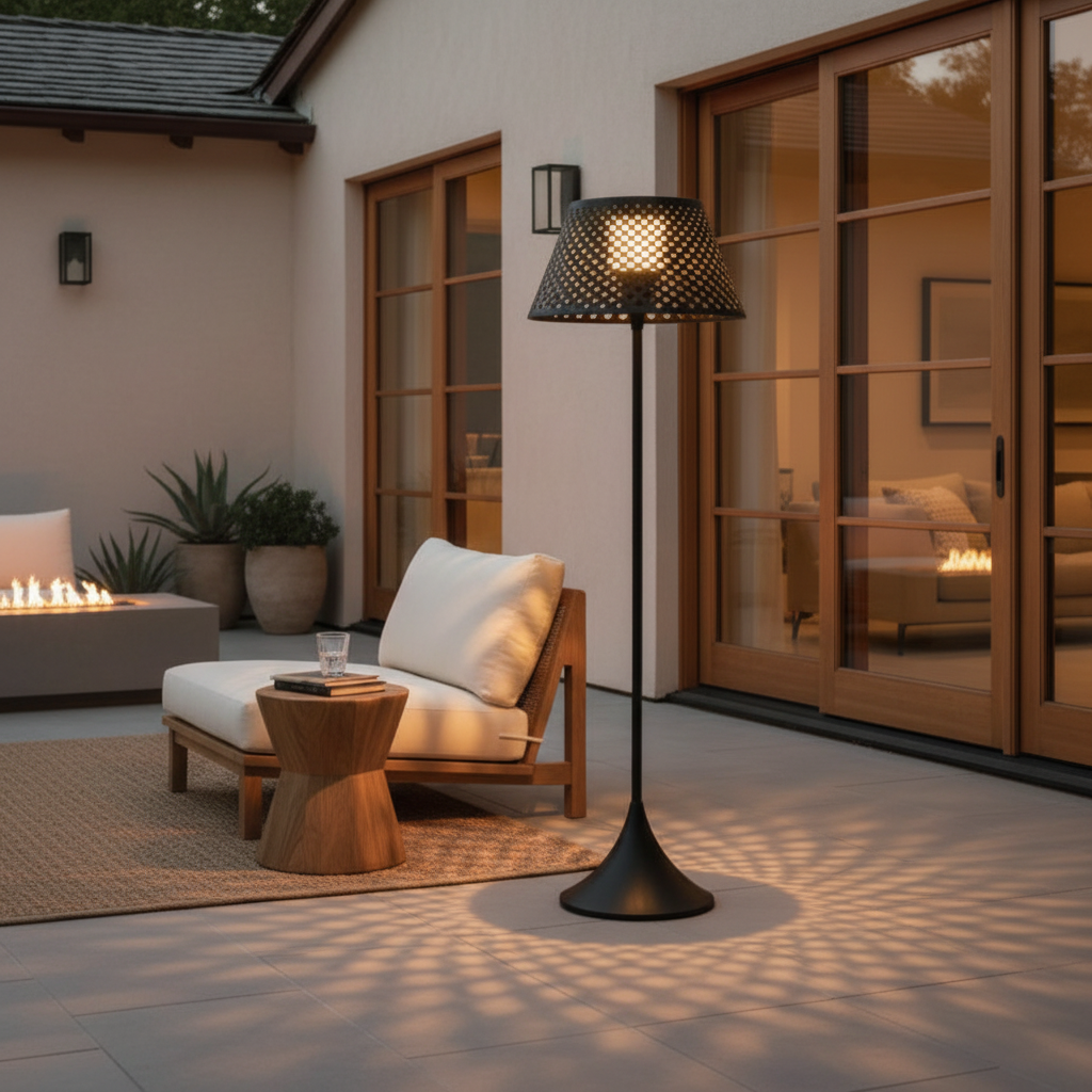 Solar Hollow Style Outdoor Floor Lamp — Dual Power Ambient Garden Light