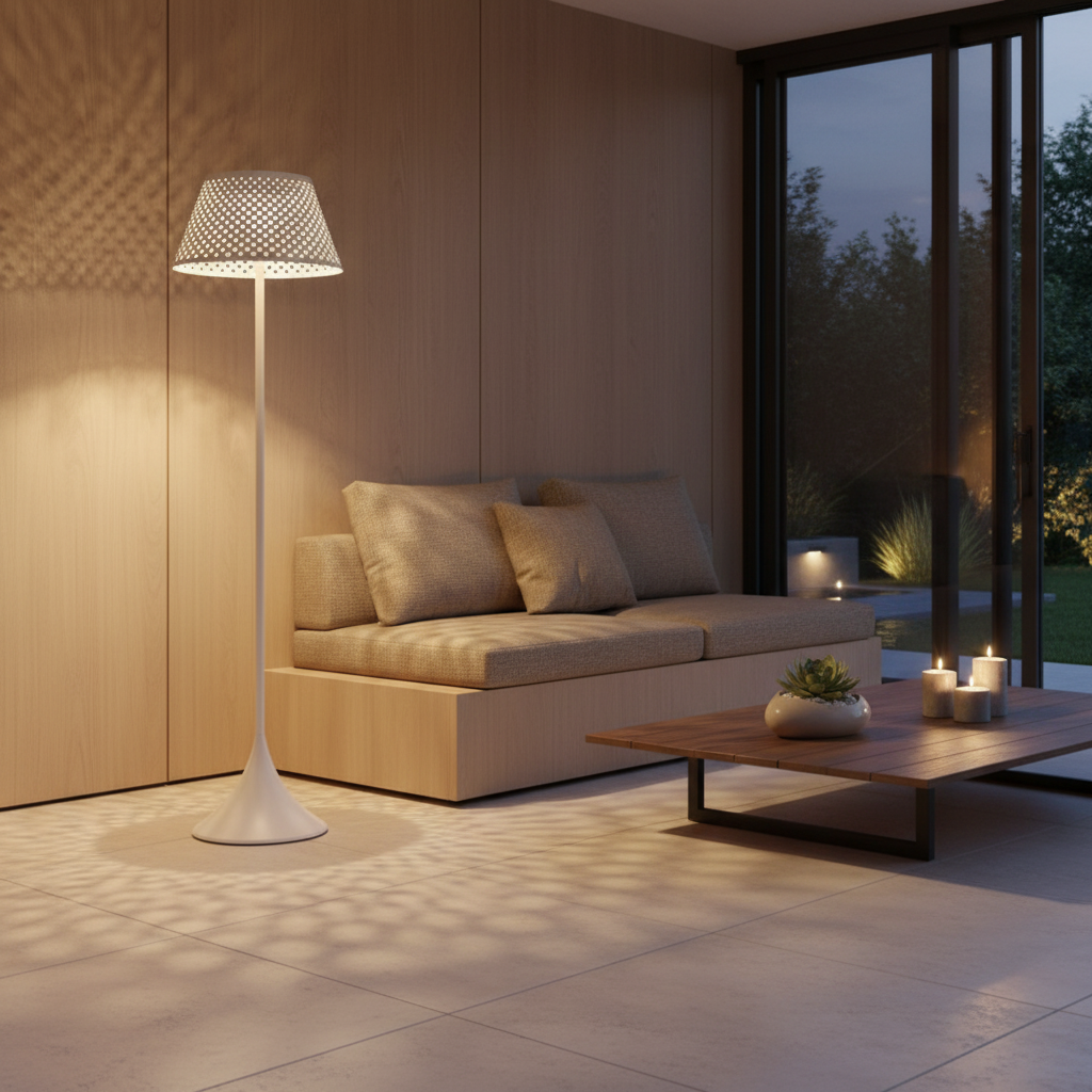 Solar Hollow Style Outdoor Floor Lamp — Dual Power Ambient Garden Light