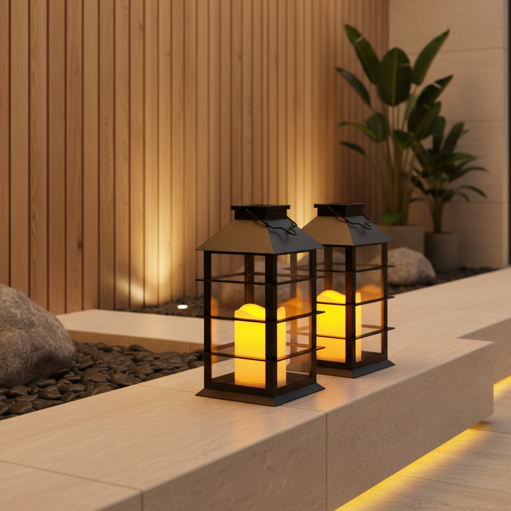 Solar LED Candlestick Lantern — Y Frame Style Warm White Eco Friendly