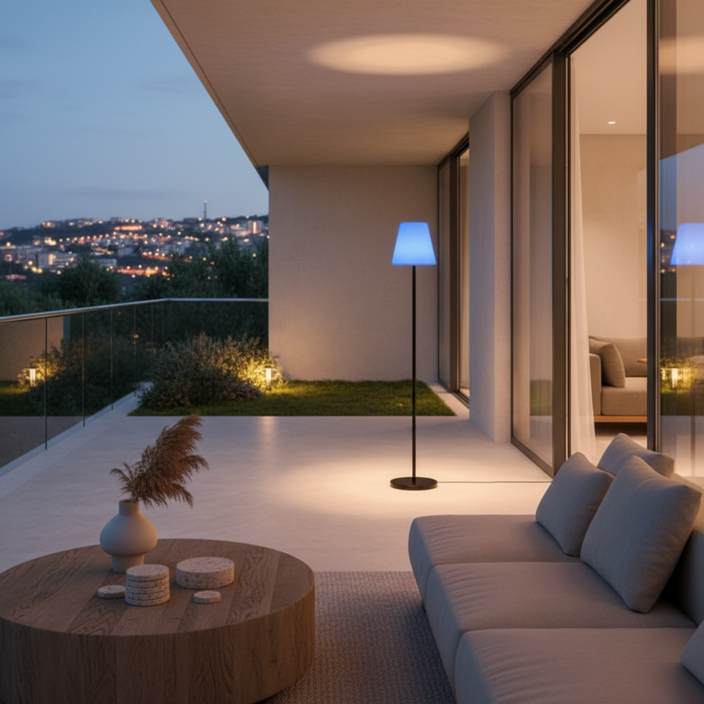 Solar Metal Conical Shade Outdoor Floor Lamp — RGB Remote Control