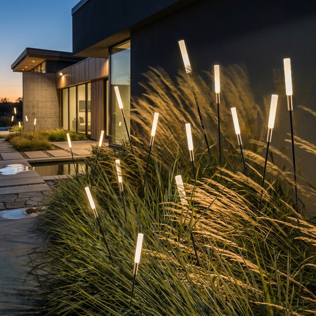 Solar Metal Spike Garden Stake Lights — Warm White Durable Landscape