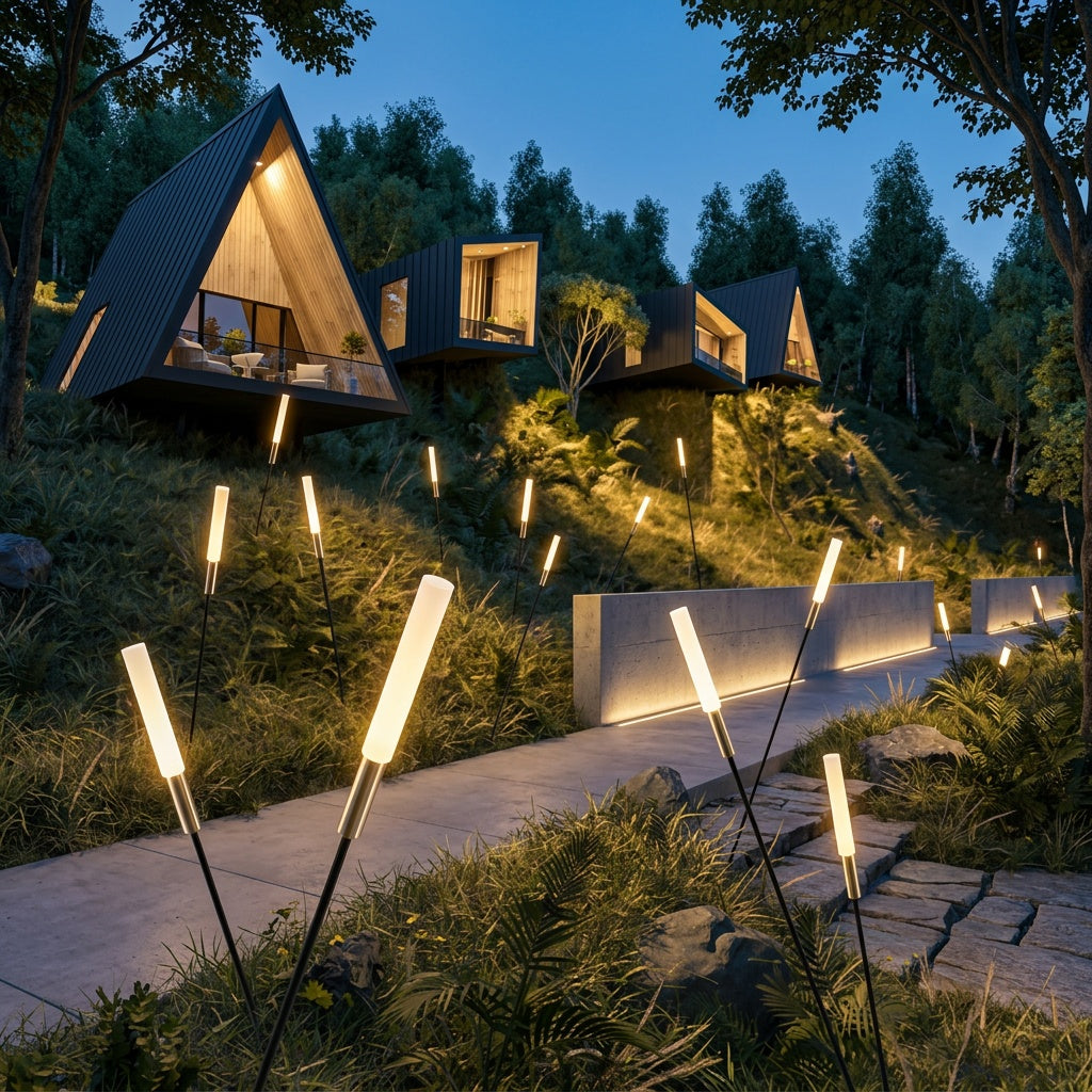 Solar Metal Spike Garden Stake Lights — Warm White Durable Landscape