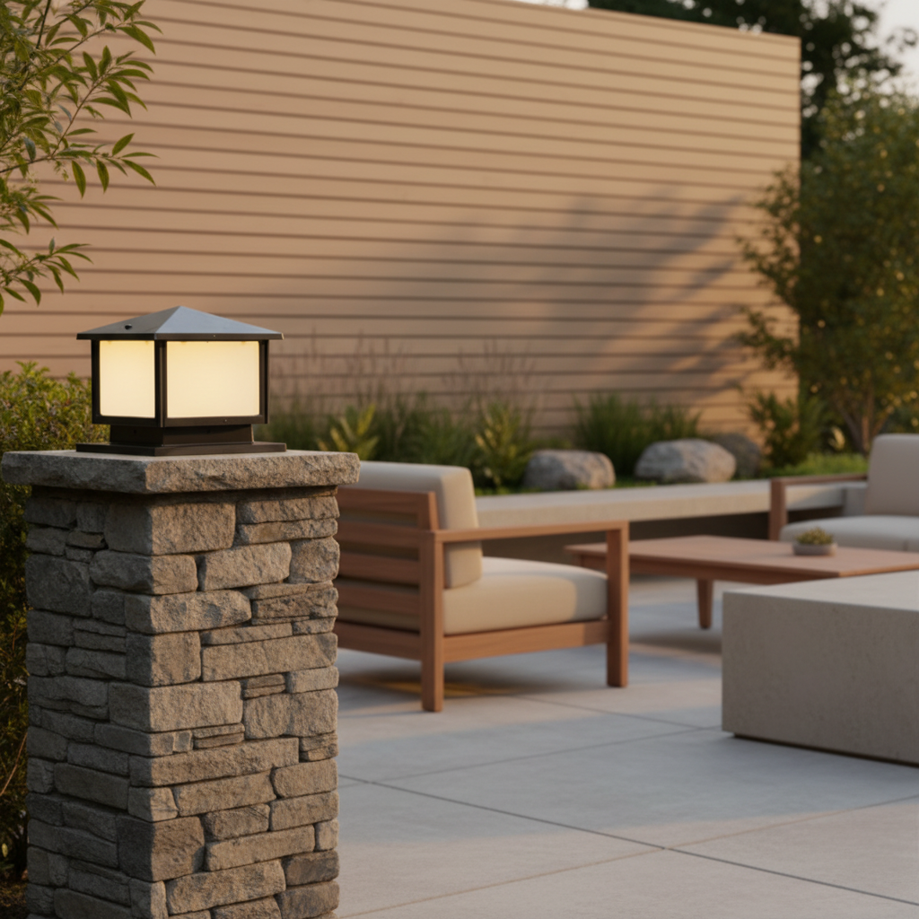 Solar Outdoor Garden Pillar Light — IP65 Modern Durable Hardwired Option
