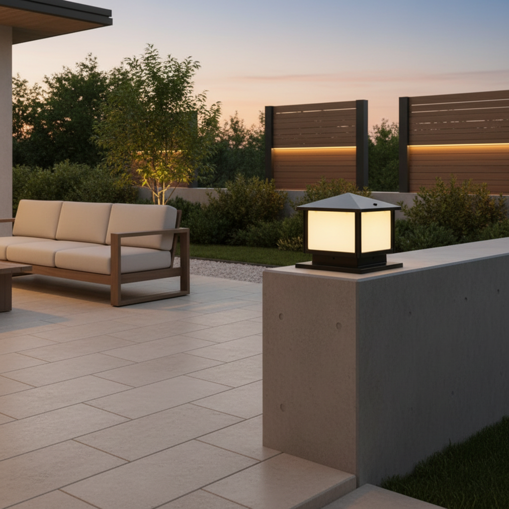 Solar Outdoor Garden Pillar Light — IP65 Modern Durable Hardwired Option
