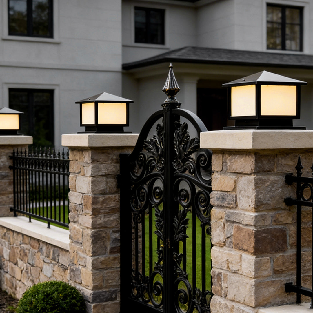 Solar Outdoor Garden Pillar Light — IP65 Modern Durable Hardwired Option
