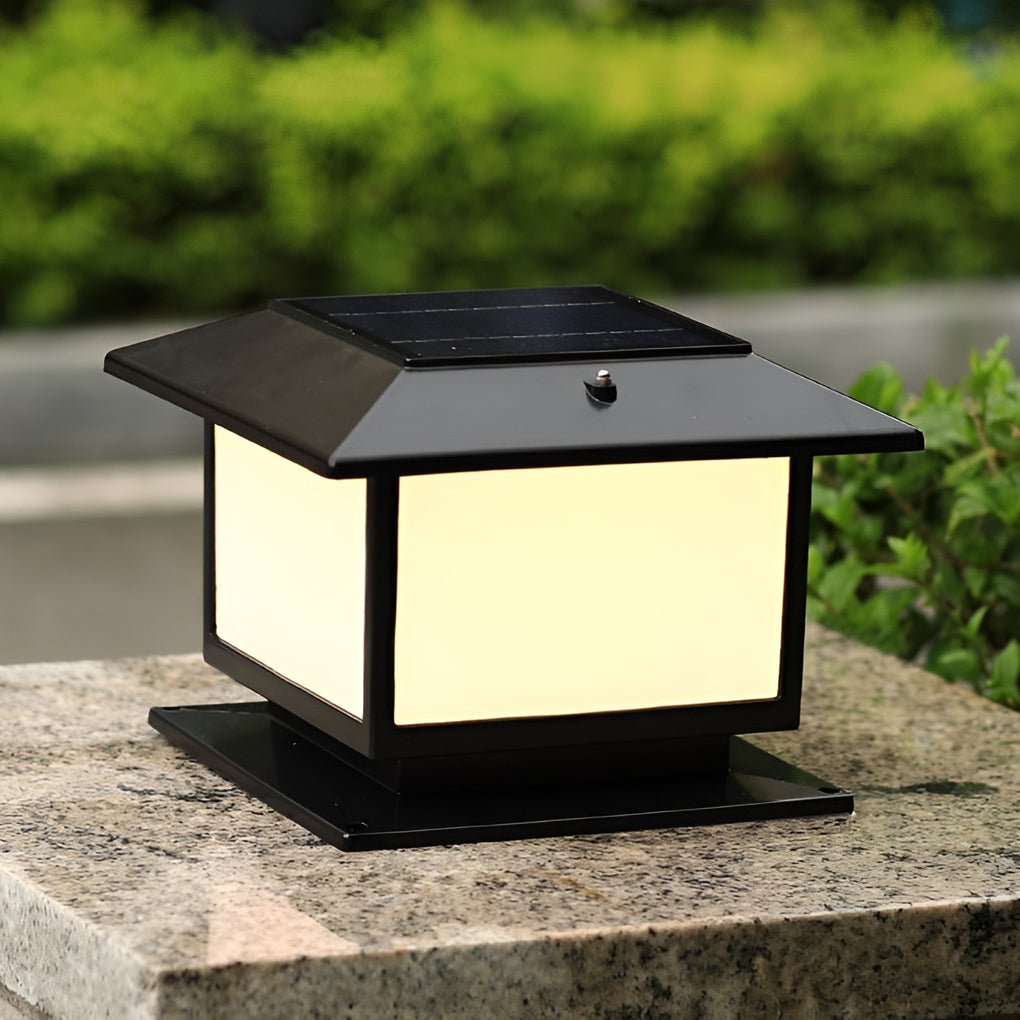 Solar Outdoor Garden Pillar Light — IP65 Modern Durable Hardwired Option