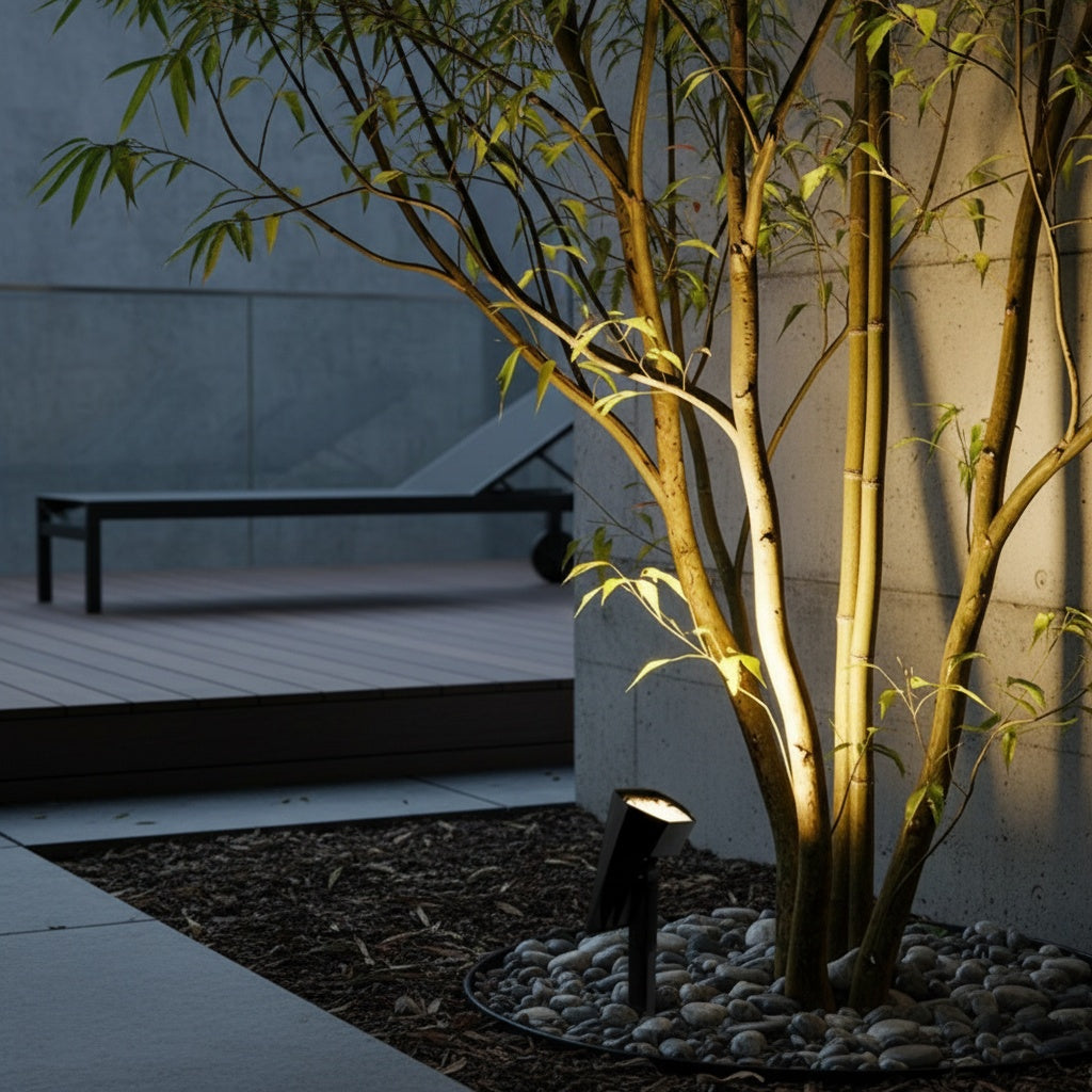 Solar Powered Garden Spotlight — Adjustable Head Warm White RGB Modes