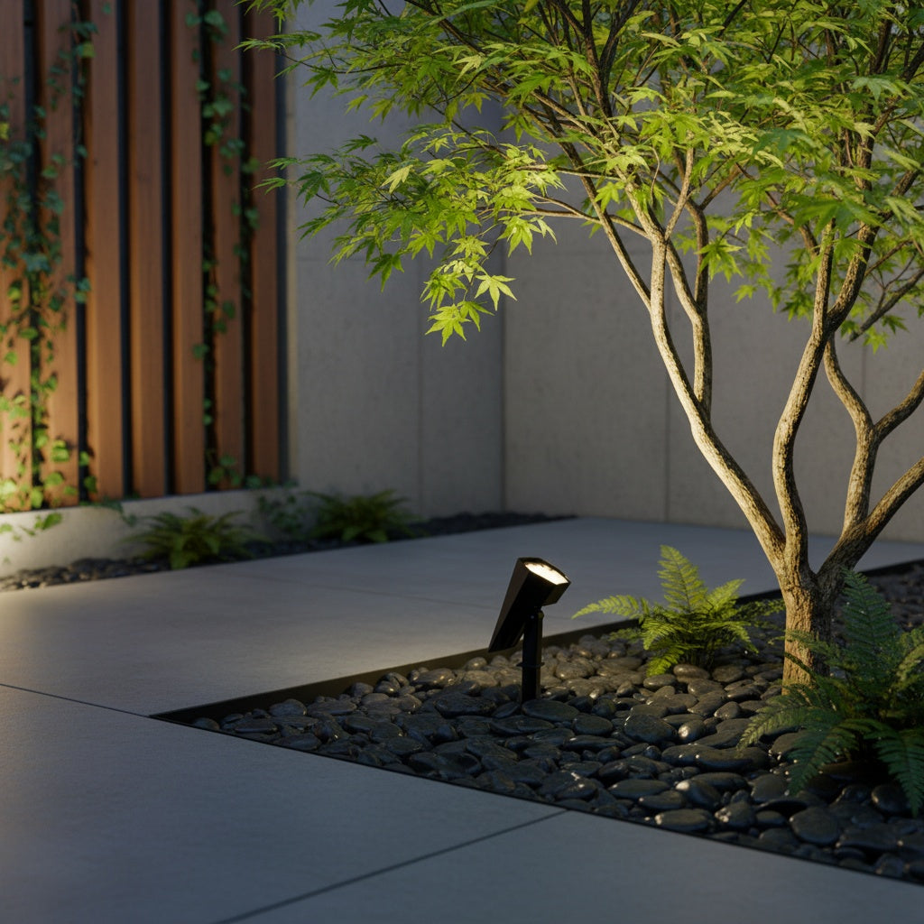 Solar Powered Garden Spotlight — Adjustable Head Warm White RGB Modes