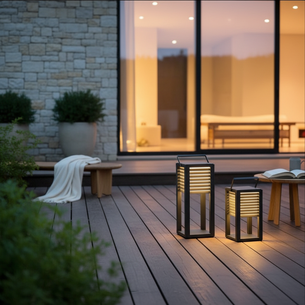 Solar Stainless Steel Portable Outdoor Lantern — Lightweight Modern