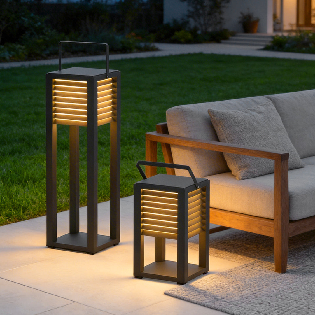 Solar Stainless Steel Portable Outdoor Lantern — Lightweight Modern