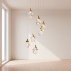 Spiral Crystal Staircase Chandelier — High Ceiling 3-Light Commercial LED