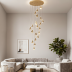 Spiral Crystal Staircase Chandelier — High Ceiling 3-Light Commercial LED