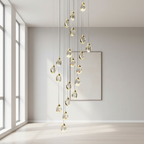 Spiral Crystal Staircase Chandelier — High Ceiling 3-Light Commercial LED
