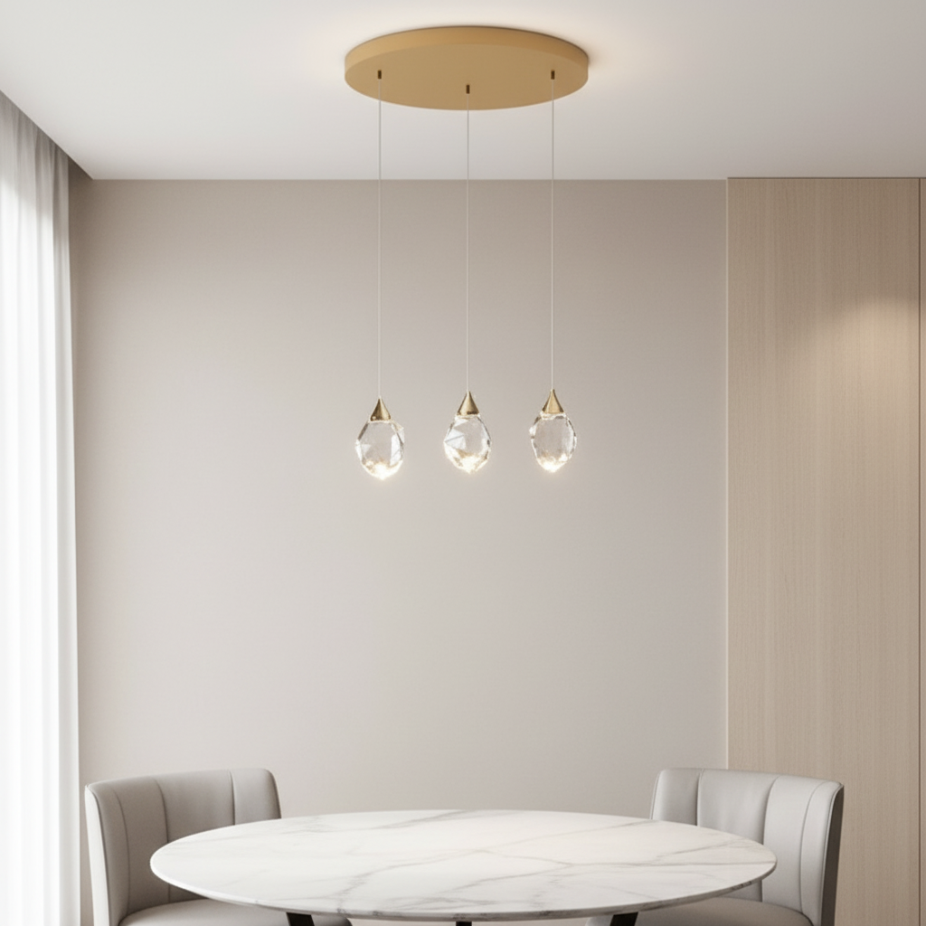 Spiral Crystal Staircase Chandelier — High Ceiling 3-Light Commercial LED