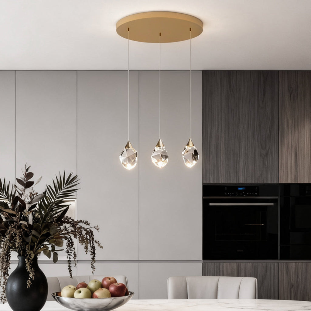 Spiral Crystal Staircase Chandelier — High Ceiling 3-Light Commercial LED