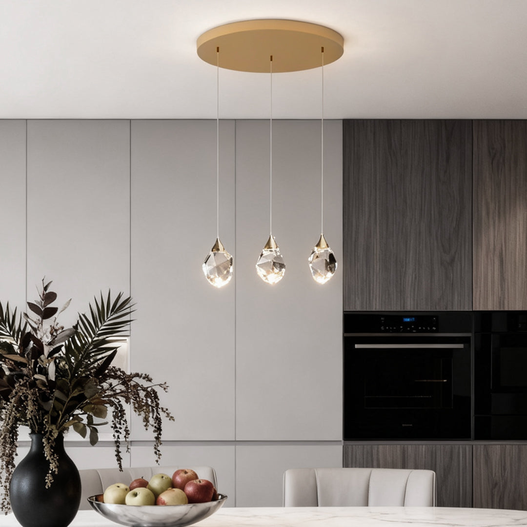Spiral Crystal Staircase Chandelier — High Ceiling 3-Light Commercial LED