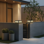 Square Marble Finish Solar Garden Pillar Light — Durable Modern LED