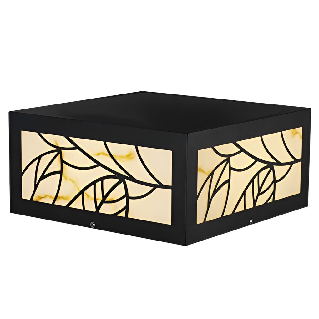 Square Marble Finish Solar Garden Pillar Light — Durable Modern LED
