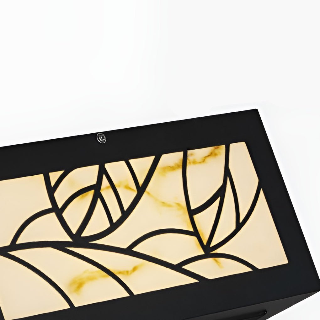 Square Marble Finish Solar Garden Pillar Light — Durable Modern LED