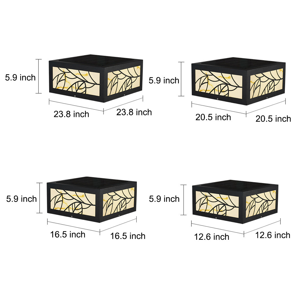 Square Marble Finish Solar Garden Pillar Light — Durable Modern LED
