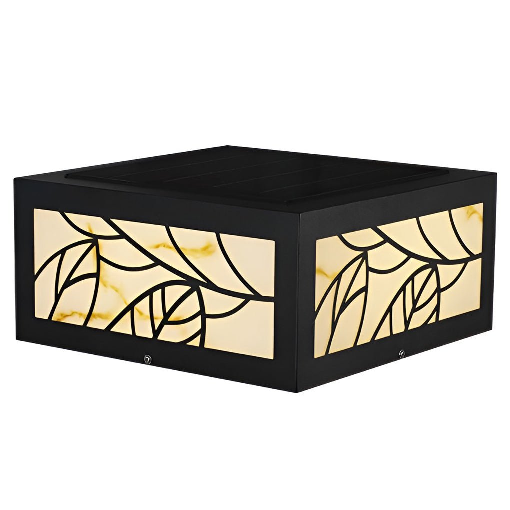 Square Marble Finish Solar Garden Pillar Light — Durable Modern LED