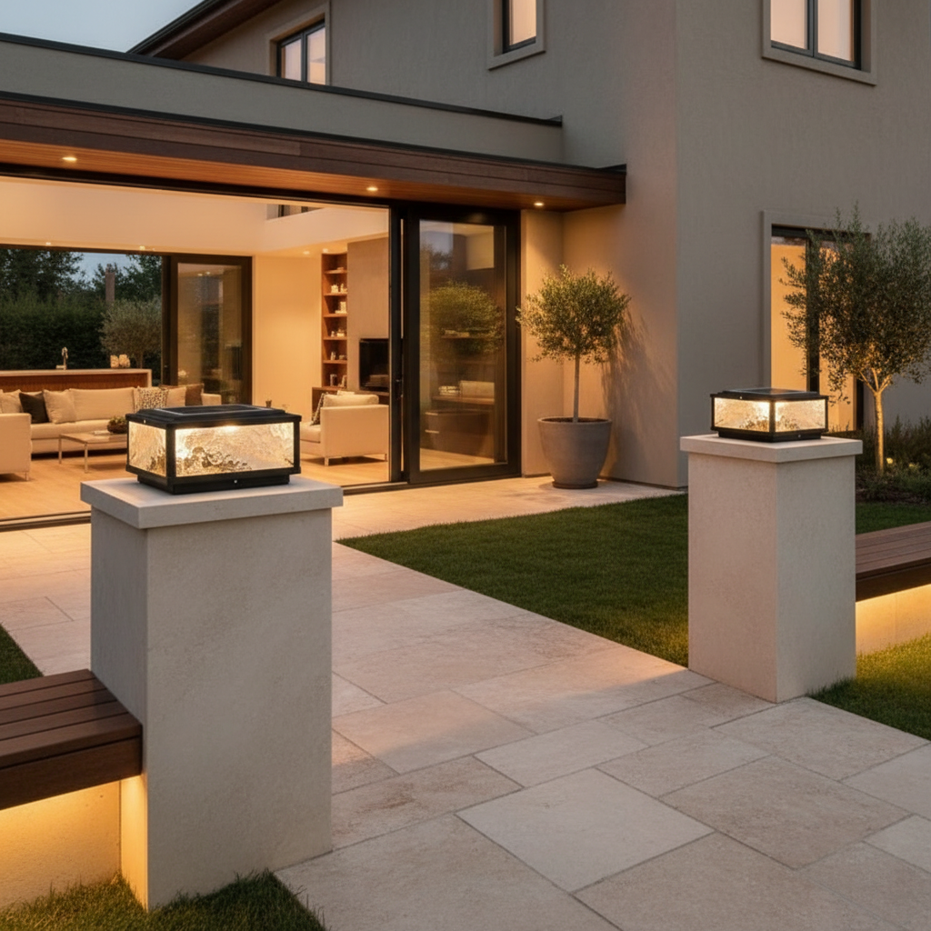 Square Solar E27 Garden Light — Pathway Weatherproof Modern Design