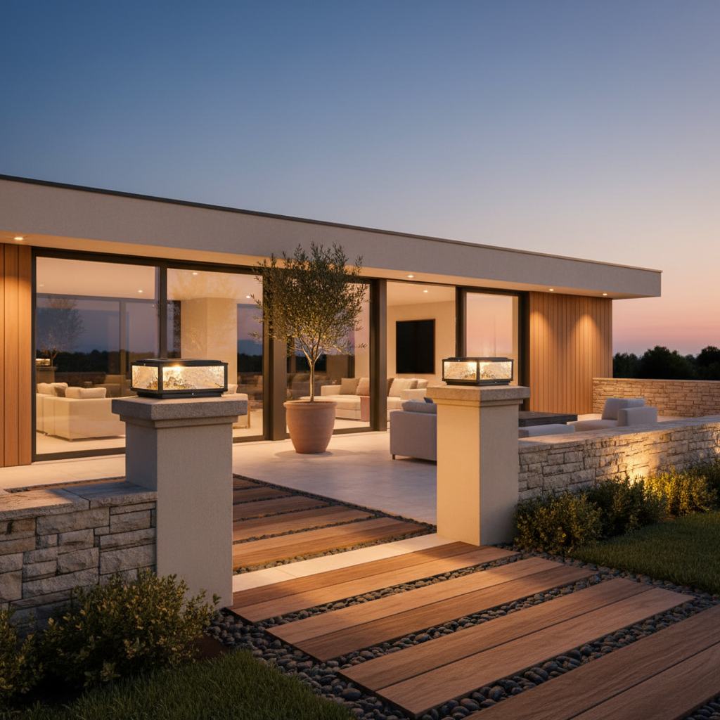 Square Solar E27 Garden Light — Pathway Weatherproof Modern Design