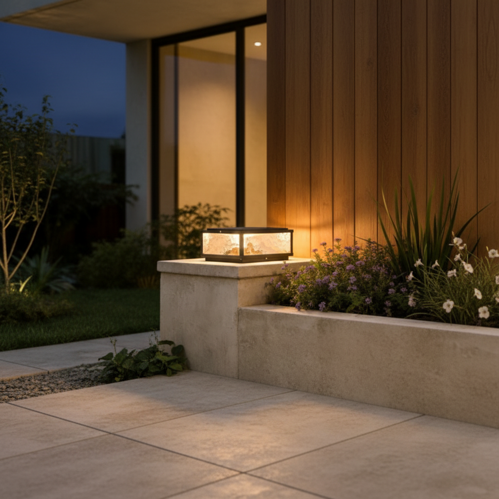 Square Solar E27 Garden Light — Pathway Weatherproof Modern Design