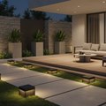 Square Solar Garden Pillar Light — Acrylic Shade Dual Power Hardwired