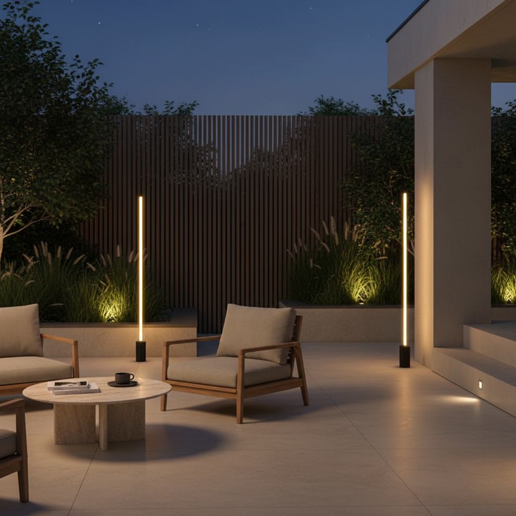 Stainless Steel IP65 Contemporary Outdoor Garden Floor Lamp — Acrylic Shade